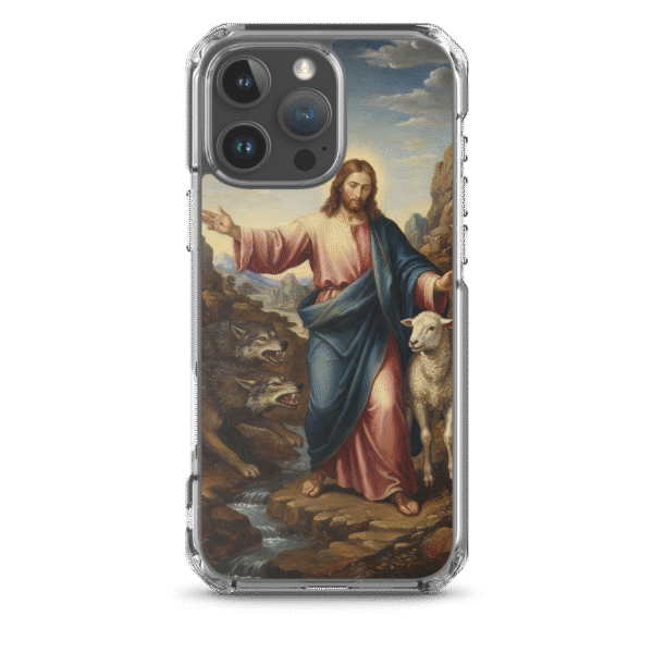 Good Shepherd Jesus with Lamb and Wolves iPhone Case