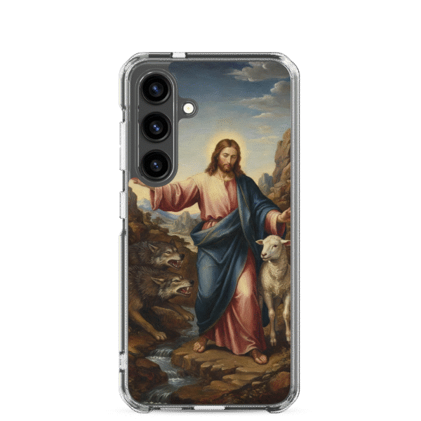 Good Shepherd Jesus with Lamb and Wolves Samsung Case