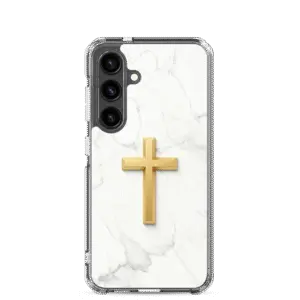 Golden Cross on Marble Samsung Case