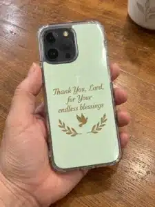 Mint blessings phone case at hom