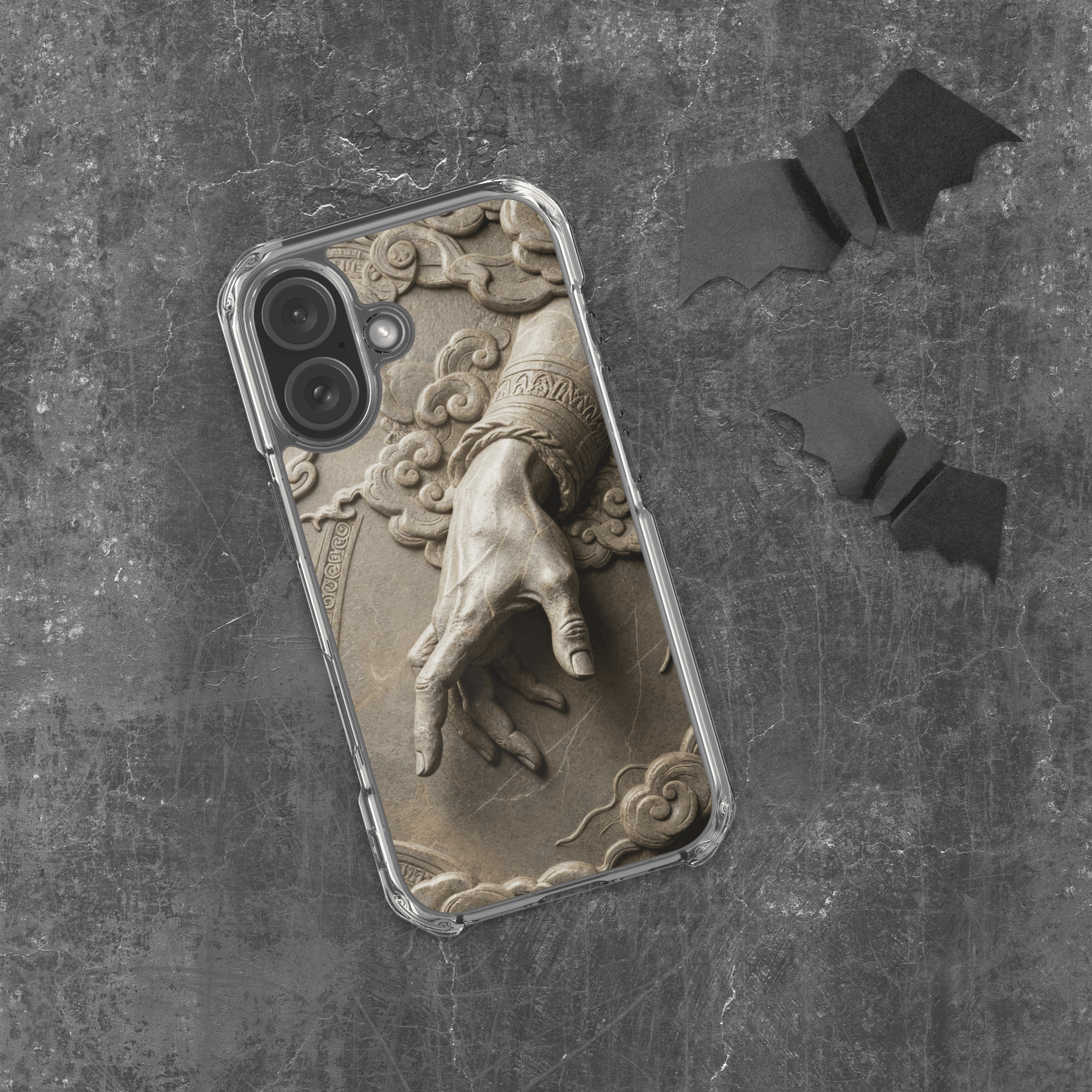 Divine Hand in Stone Clouds MagSafe Clear iPhone Case - Image 11