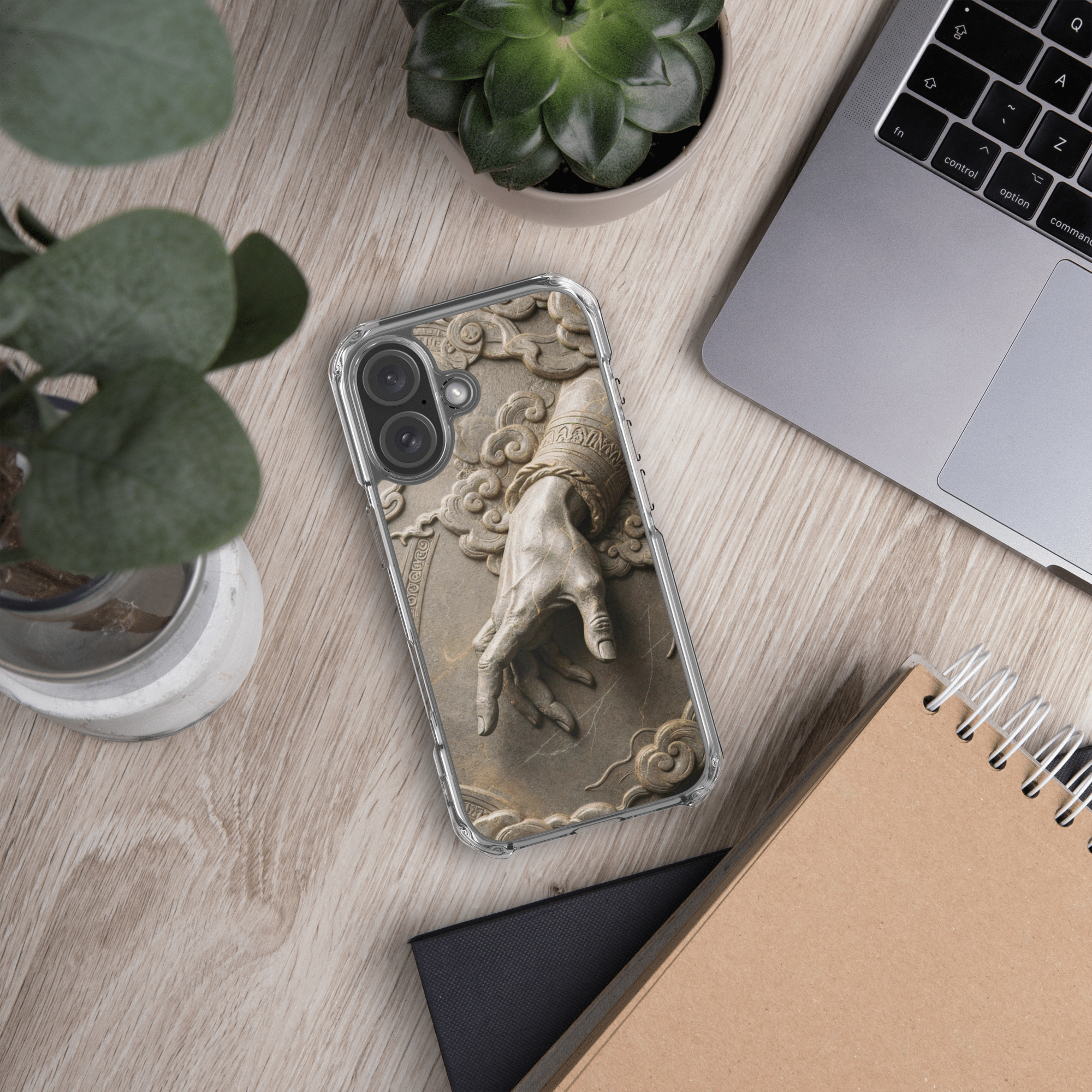 Divine Hand in Stone Clouds MagSafe Clear iPhone Case - Image 10