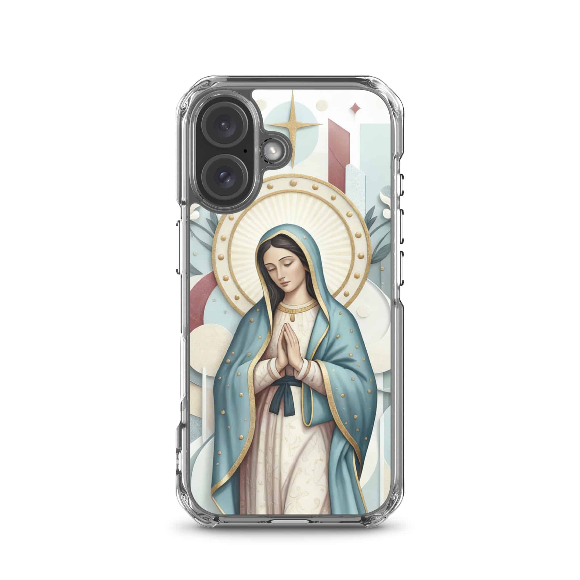 Blessed Mother Mary Pray For Us MagSafe Clear iPhone Case - Image 6