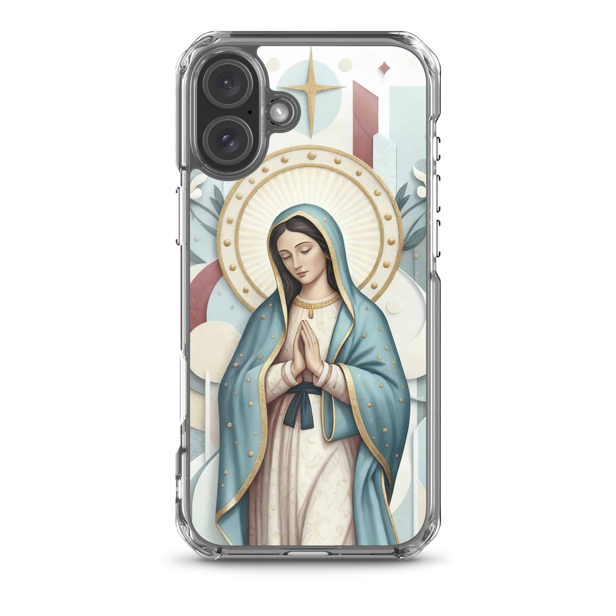 Blessed Mother Mary Pray For Us MagSafe Clear iPhone Case - Image 8