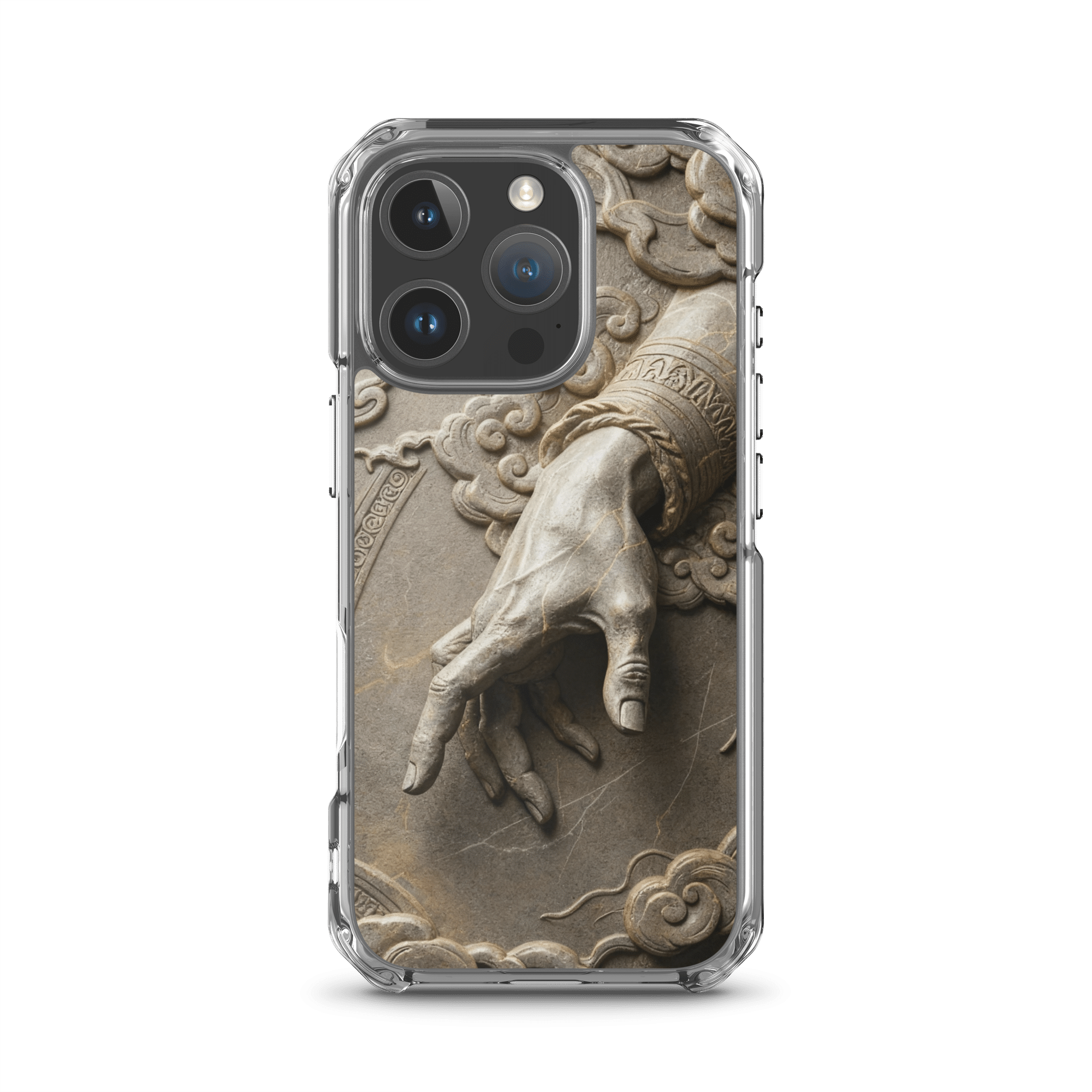 Divine Hand in Stone Clouds MagSafe Clear iPhone Case - Image 6