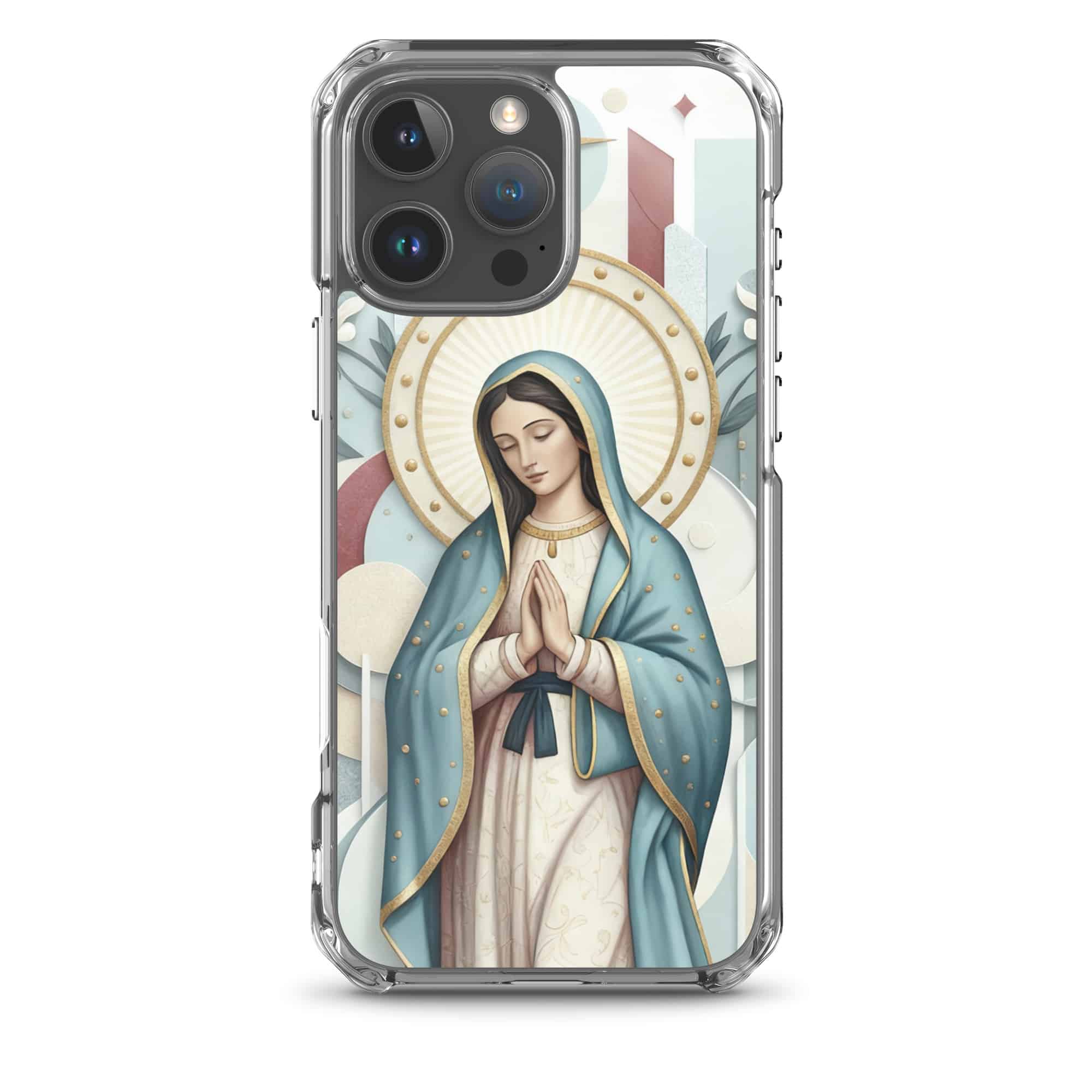 Blessed Mother Mary Pray For Us MagSafe Clear iPhone Case - Image 7