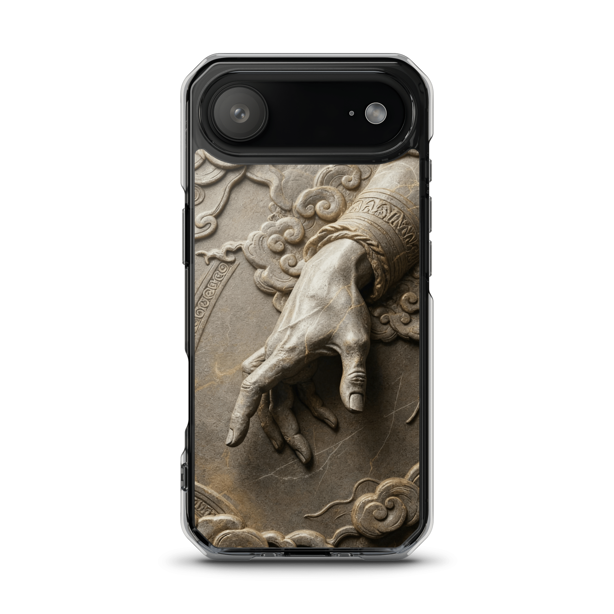 Divine Hand in Stone Clouds MagSafe Clear iPhone Case - Image 4