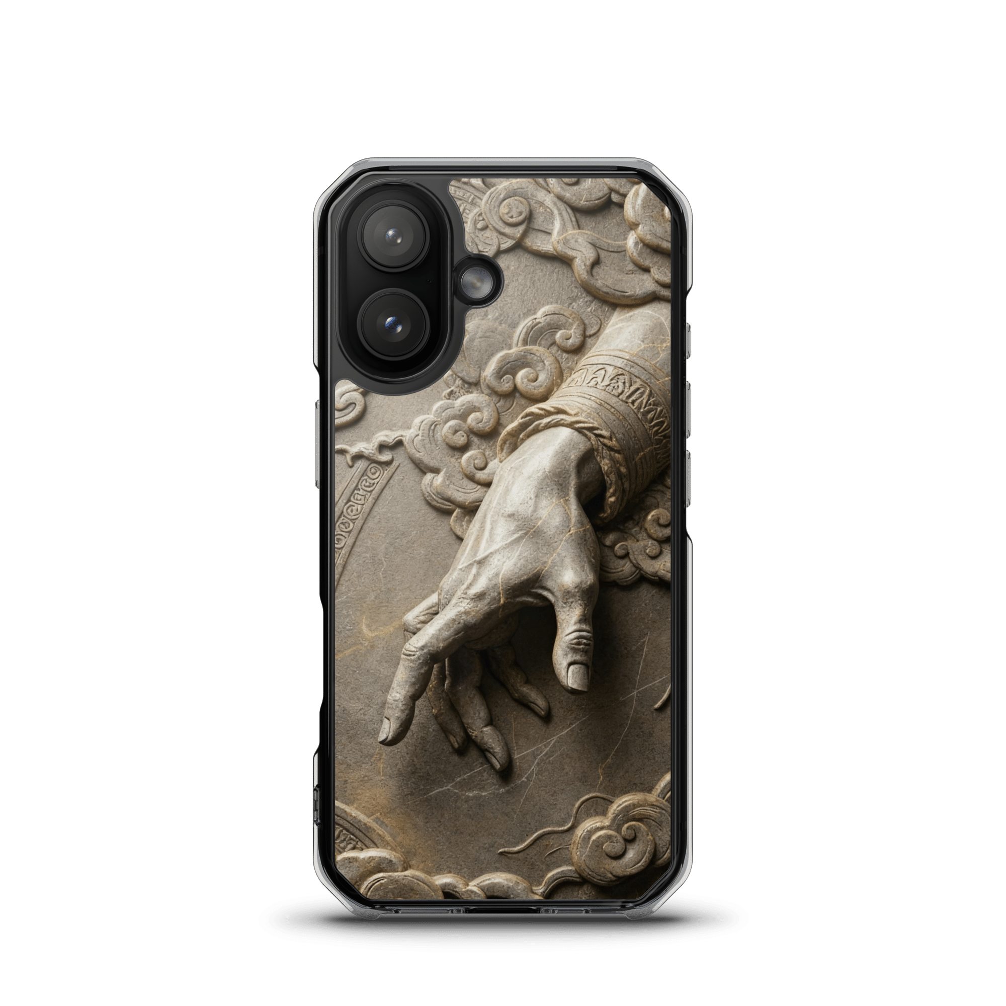 Divine Hand in Stone Clouds MagSafe Clear iPhone Case