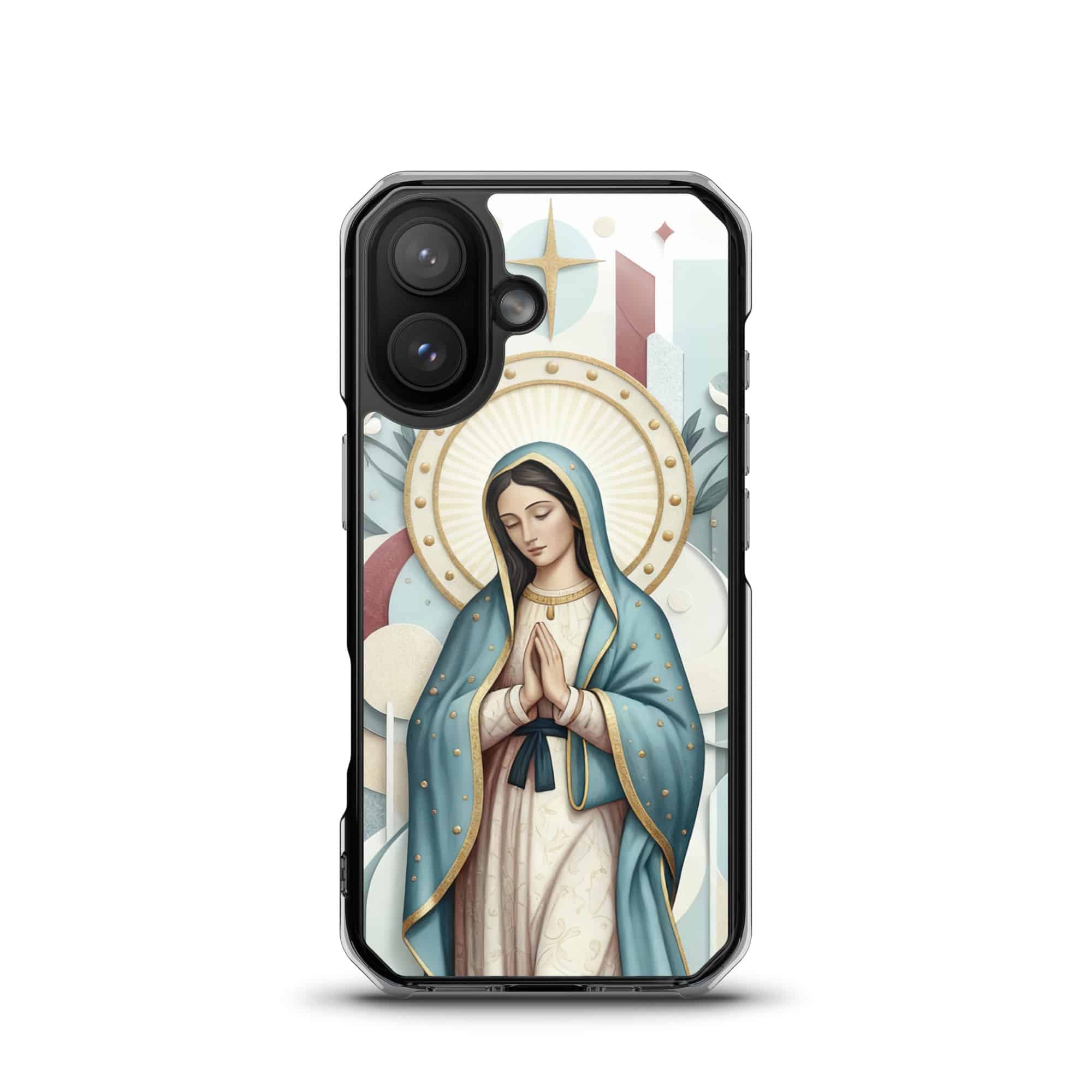 Blessed Mother Mary Pray For Us MagSafe Clear iPhone Case - Image 2