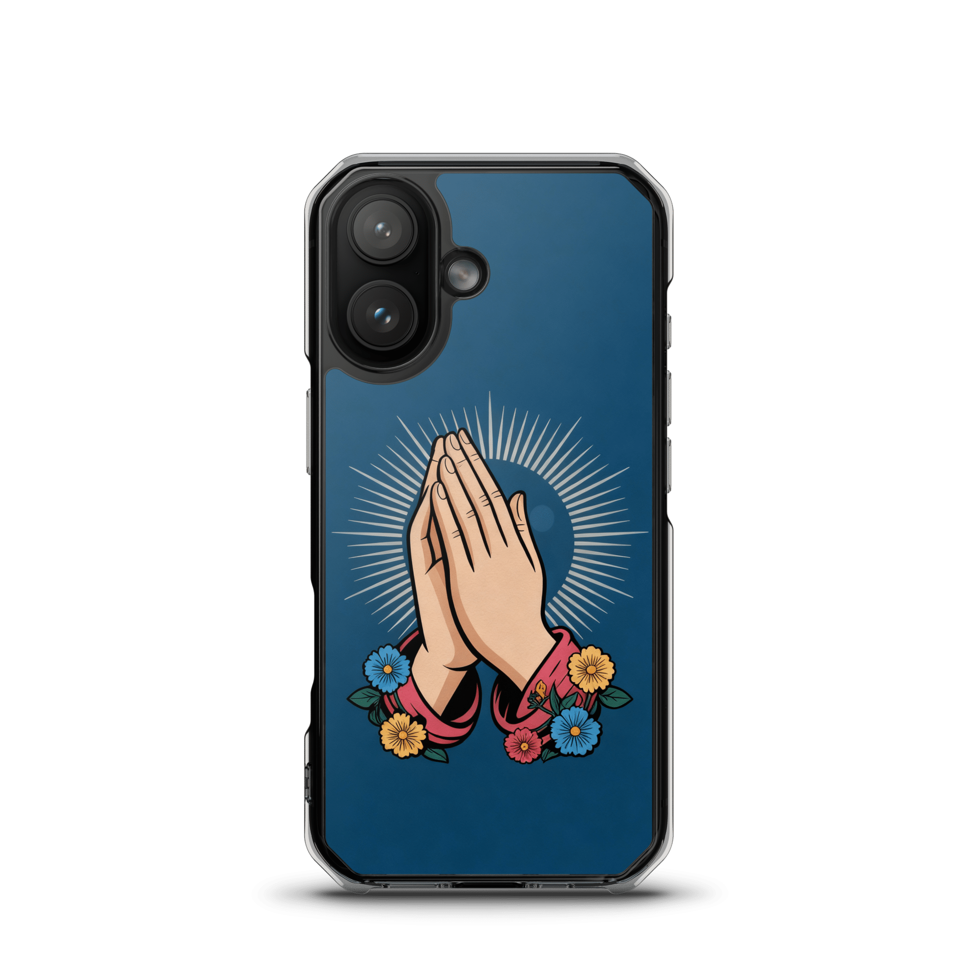 Praying Hands with Flowers MagSafe® Clear iPhone Case