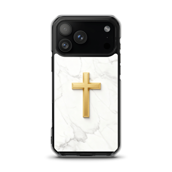 Golden Cross on Marble MagSafe Clear iPhone Case