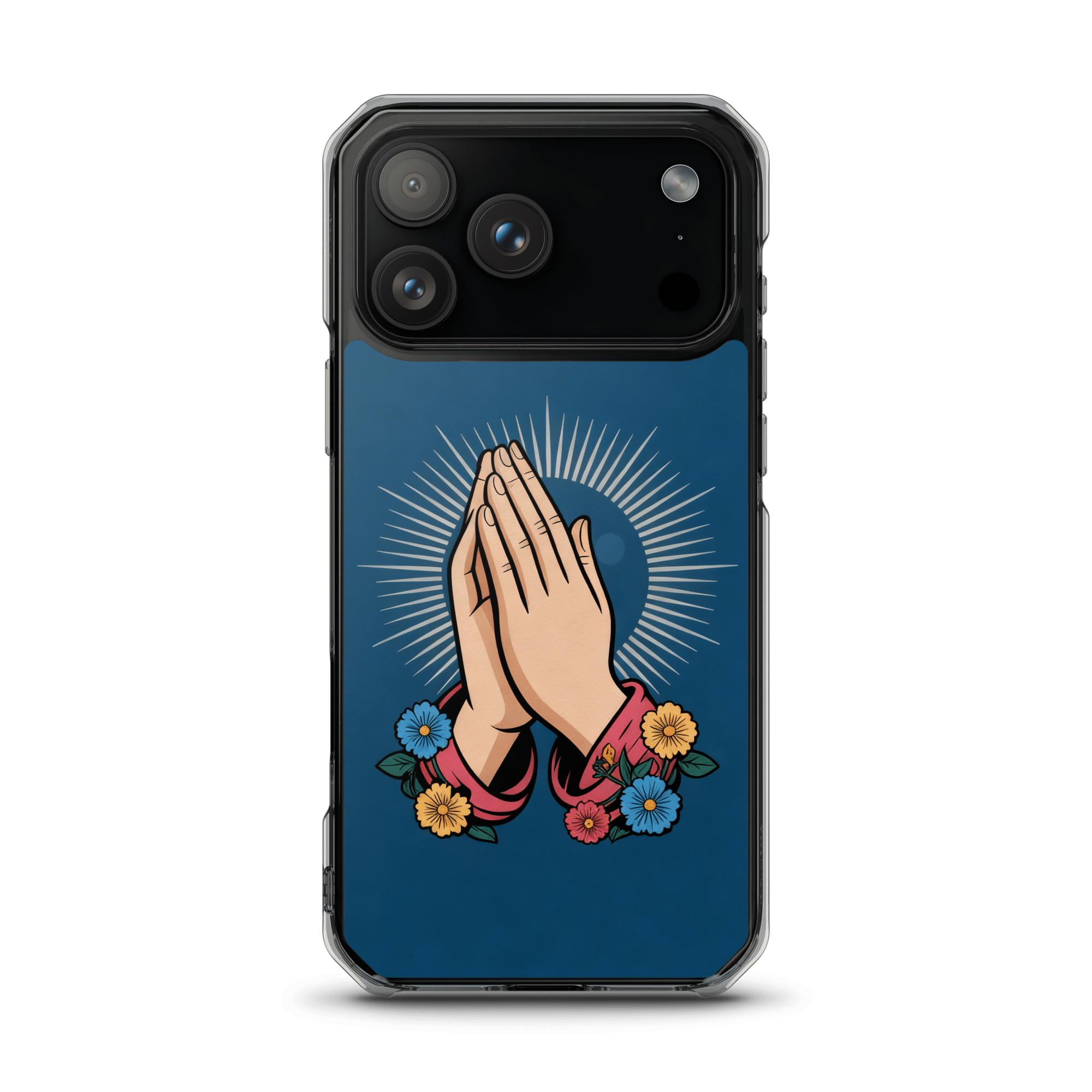 Praying Hands with Flowers MagSafe® Clear iPhone Case - Image 3