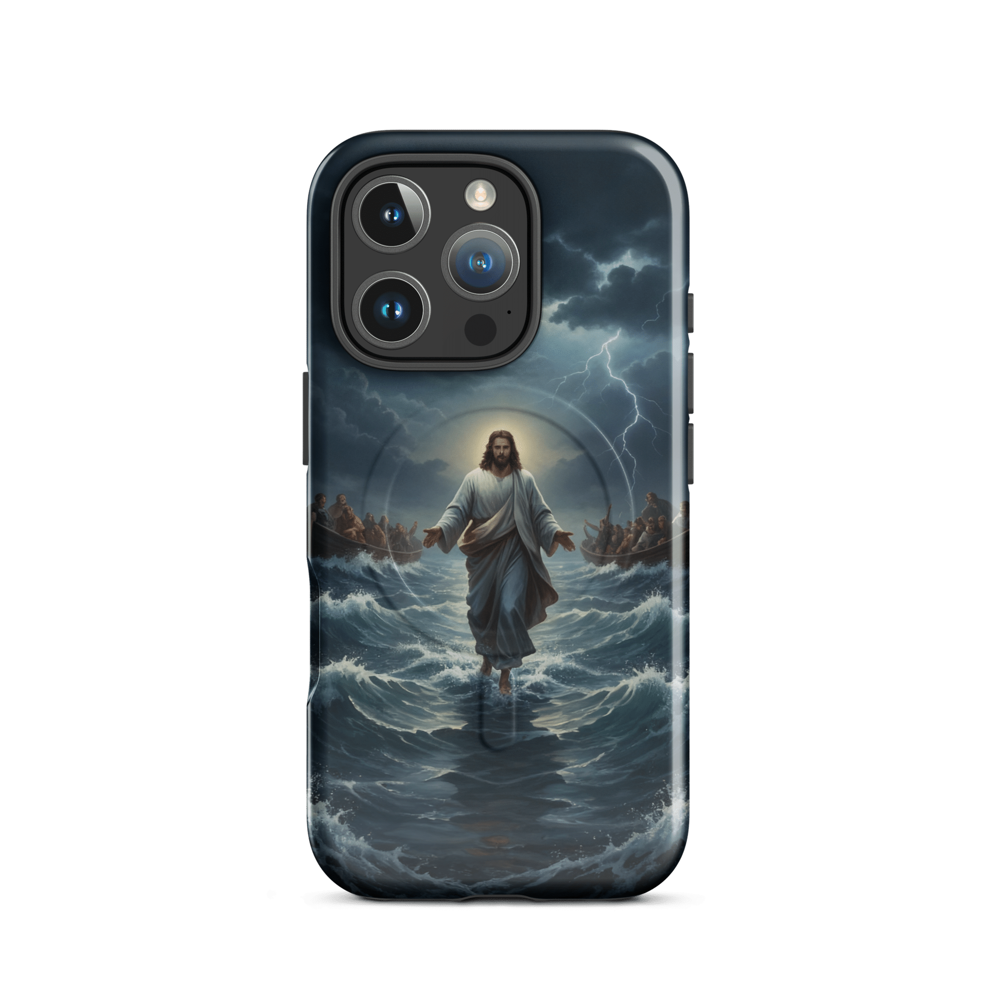 Jesus Walks on Water in the Storm MagSafe Tough iPhone Case - Image 8