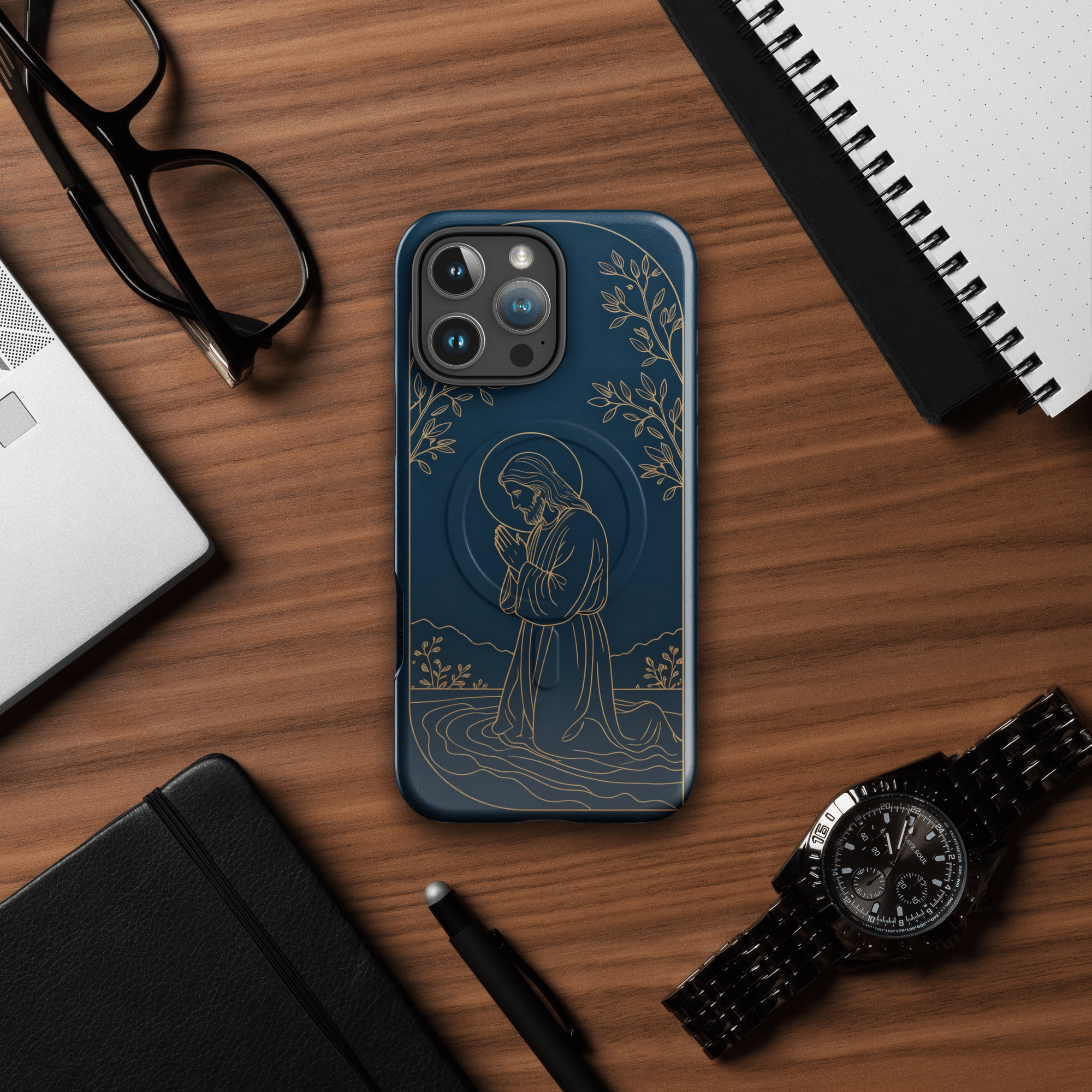Jesus Praying by the River MagSafe Tough iPhone Case - Image 10