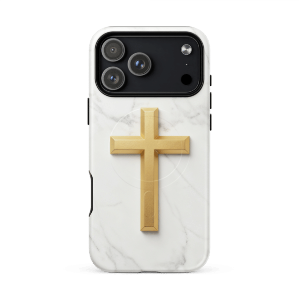 Golden Cross on Marble MagSafe Tough iPhone Case