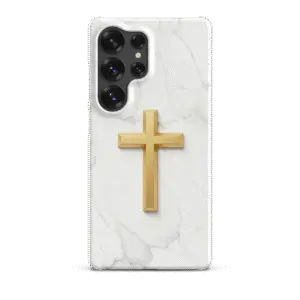 Golden Cross on Marble Snap Samsung Case