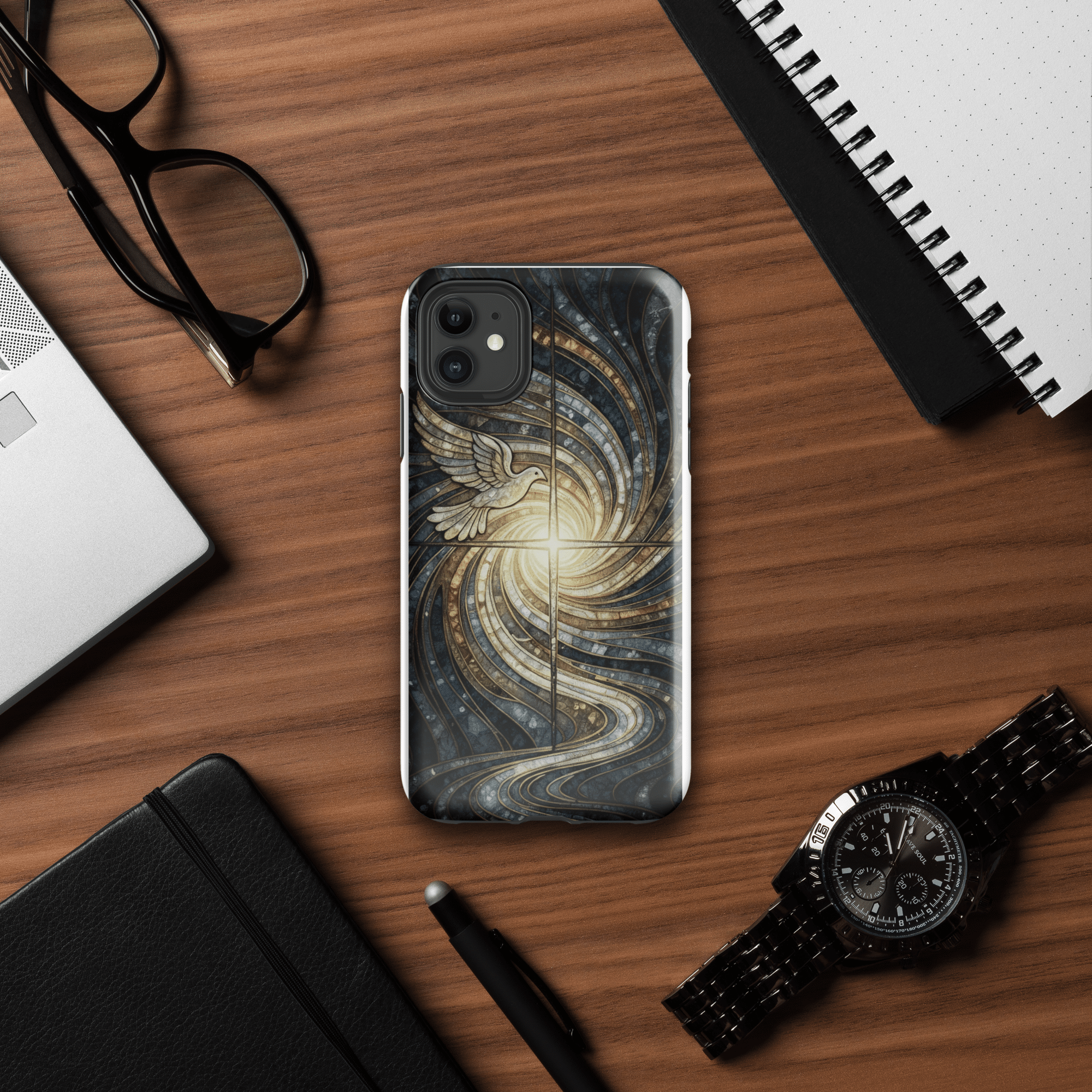 Holy Spirit Cross with Dove Tough iPhone Case - Image 11