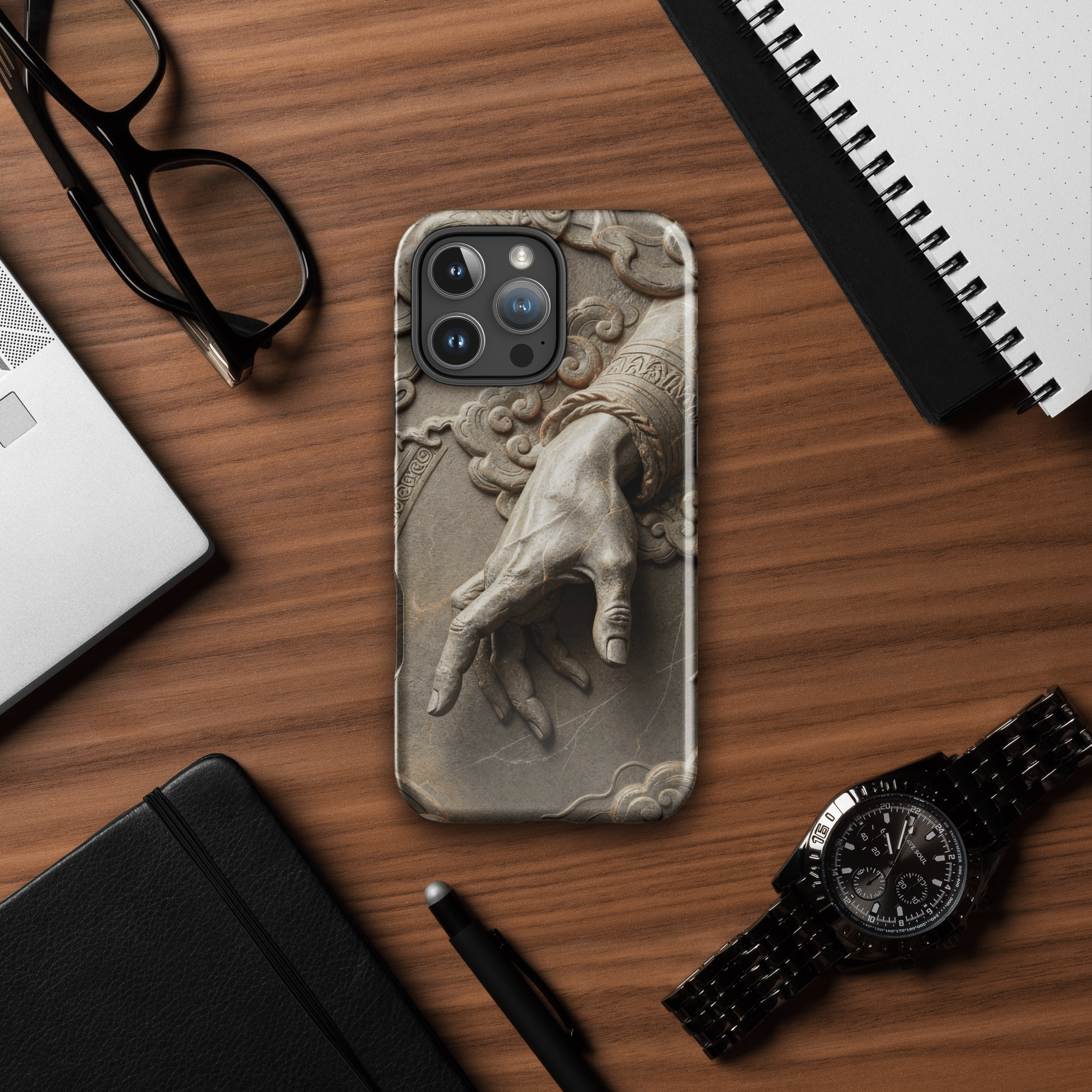 Divine Hand in Stone Clouds Tough iPhone Case - Image 11