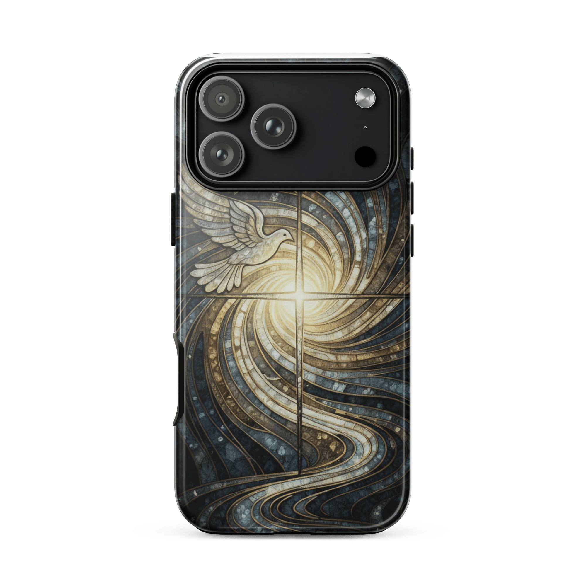 Holy Spirit Cross with Dove Tough iPhone Case - Image 3