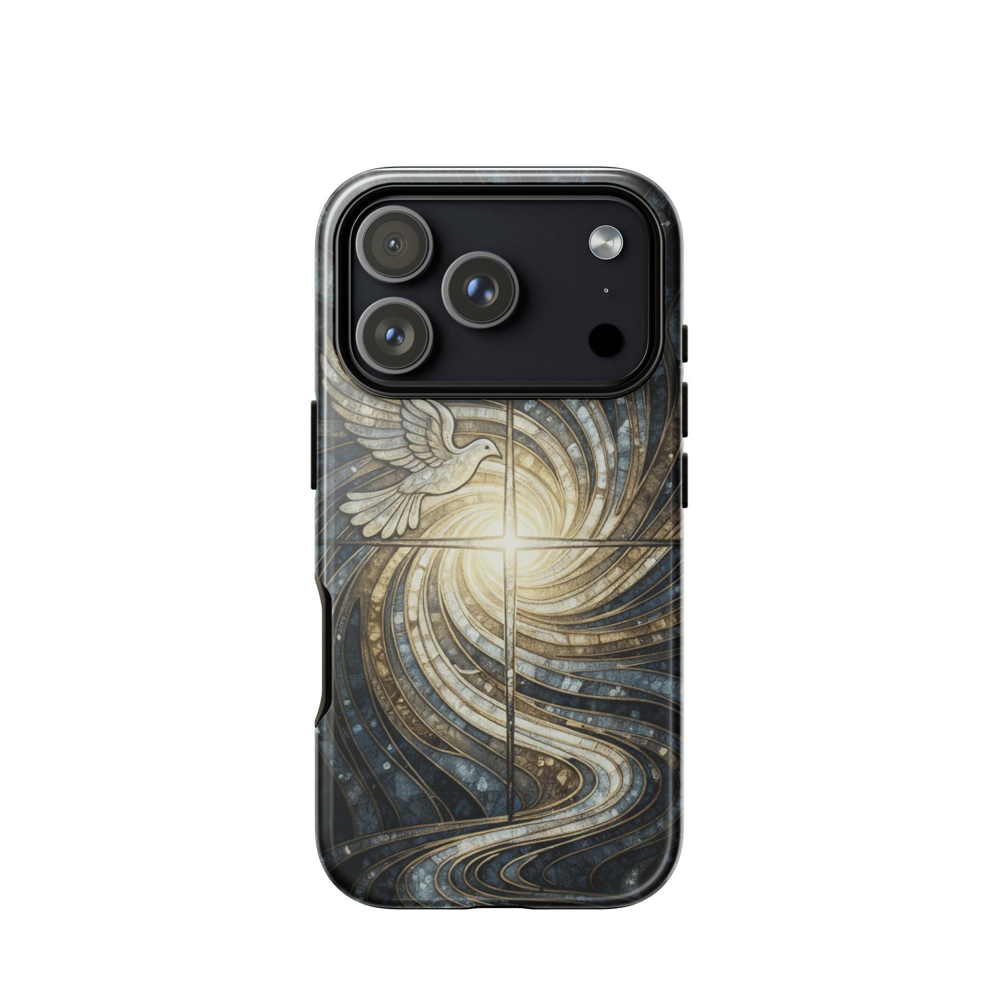 Holy Spirit Cross with Dove Tough iPhone Case - Image 2