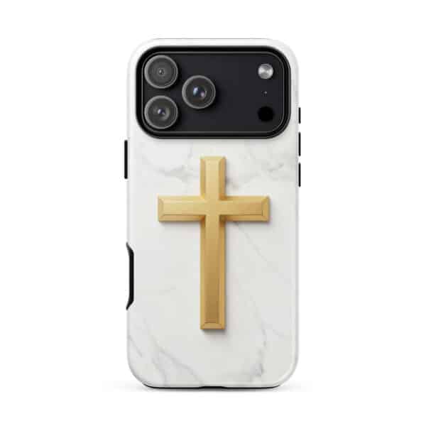 Golden Cross on Marble Tough iPhone Case