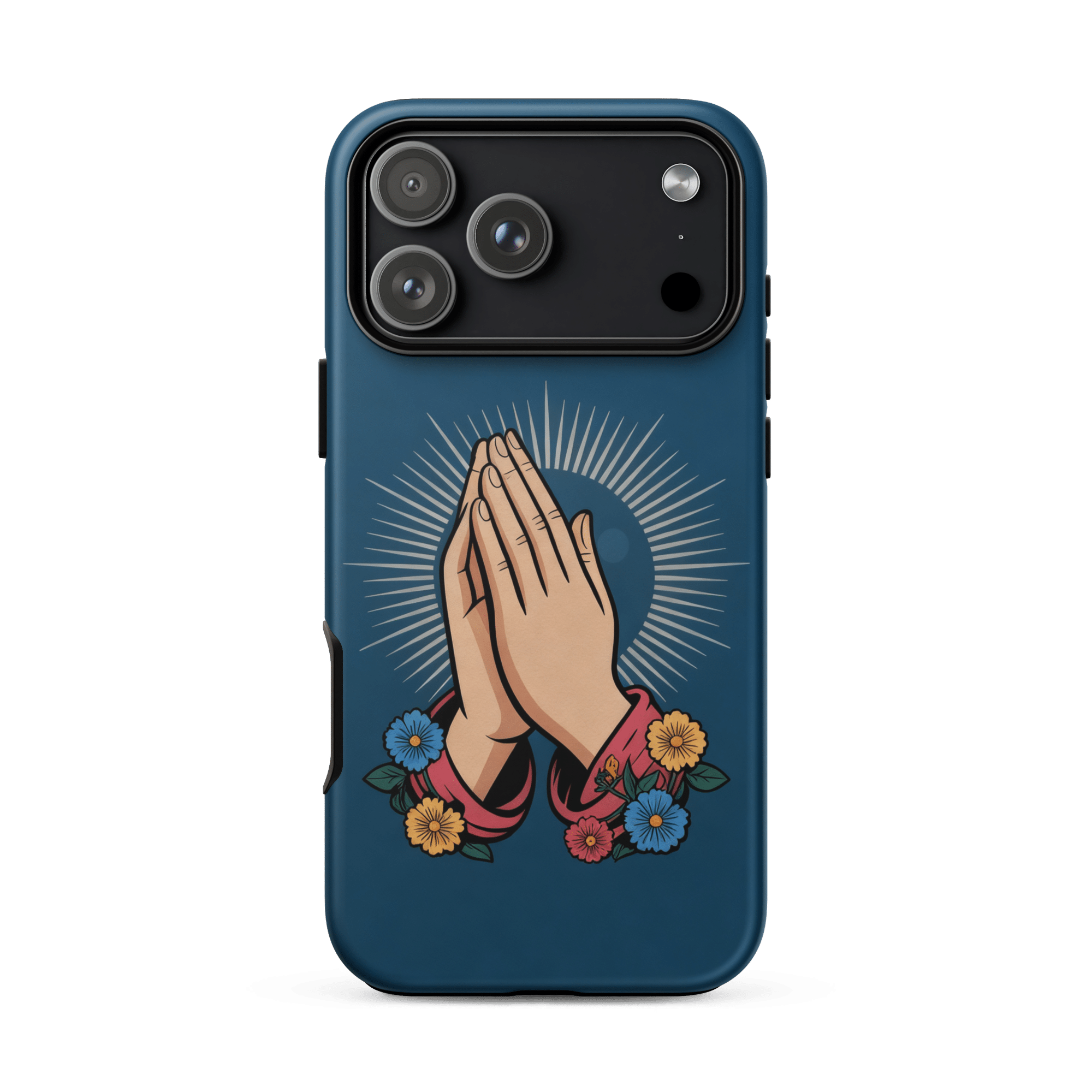 Praying Hands with Flowers Tough iPhone Case - Image 3
