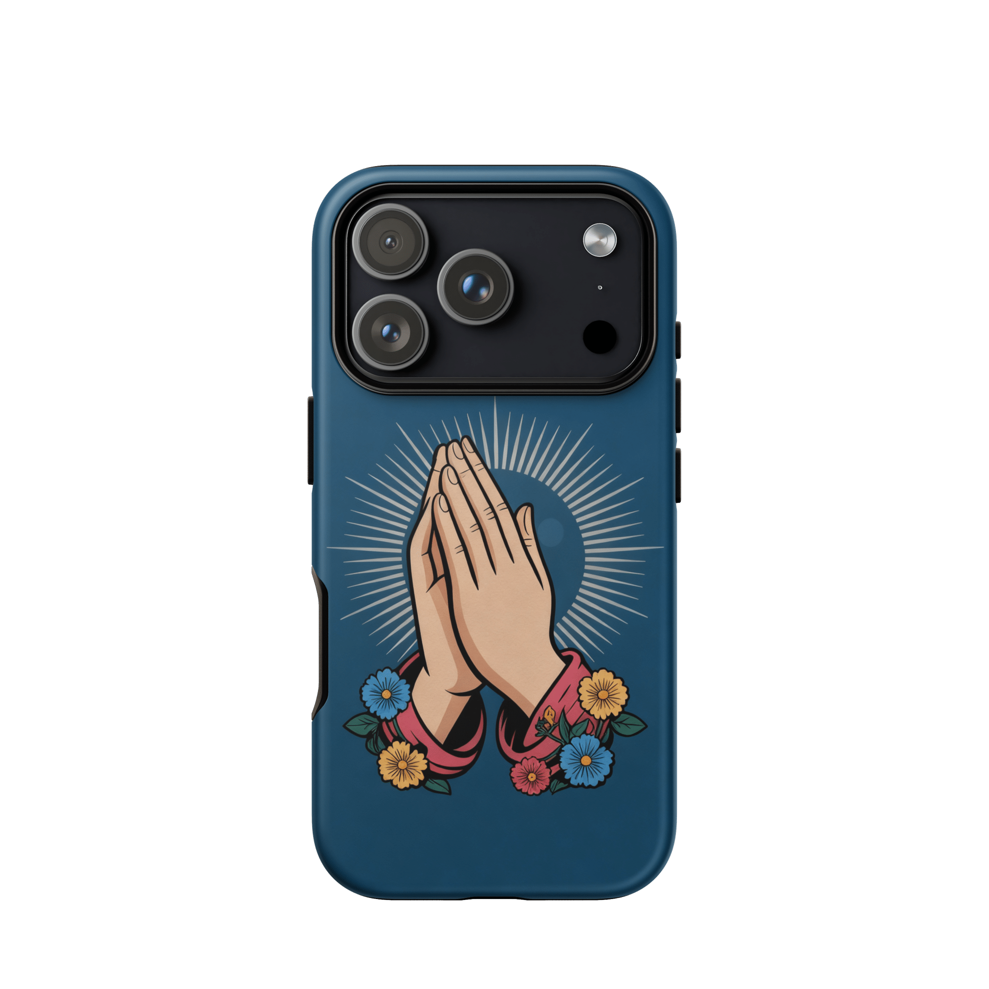 Praying Hands with Flowers Tough iPhone Case - Image 2