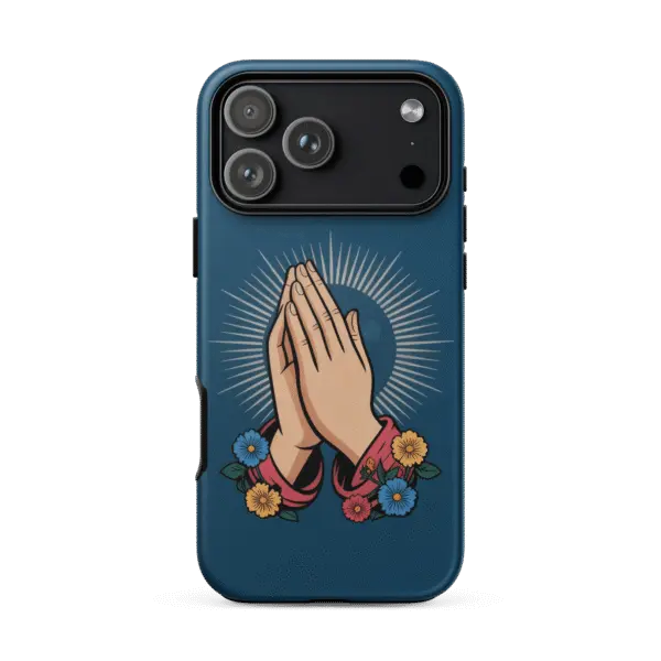 Praying Hands with Flowers Tough iPhone Case