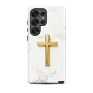 Golden Cross on Marble Tough Samsung Case